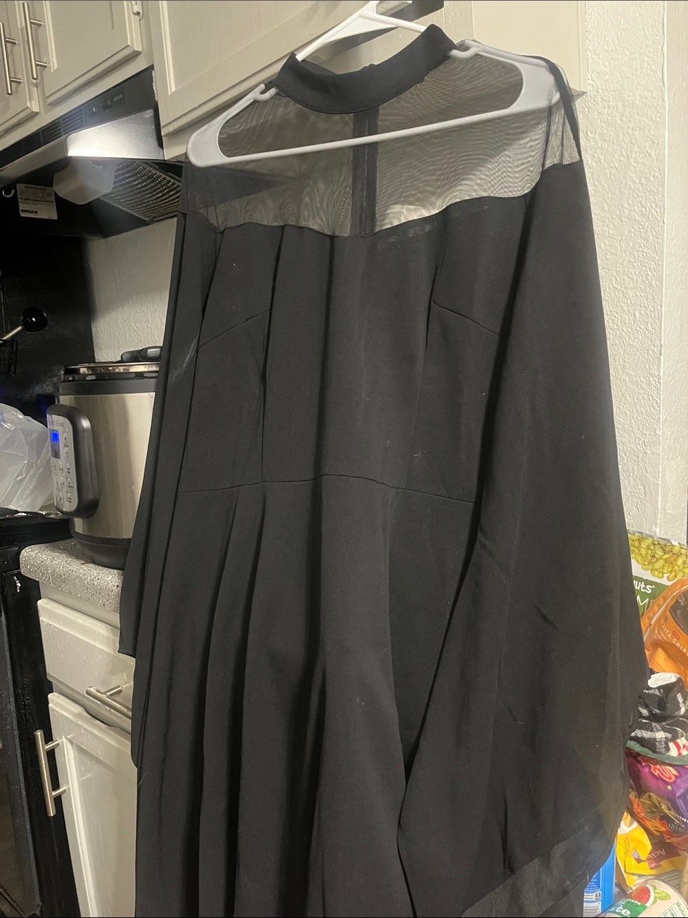Amazon Black Midi Dress with Sheer Yoke